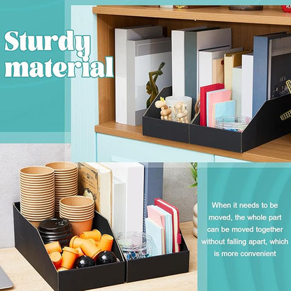 Fuyoooo 30 Pack 12 x 6 x 4. 5 Inches Cardboard Storage Bins Open Top Bin Boxes Corrugated Shelf Organizer Bins for Pantry, Parts, Garage, Snacks, Bottles, Cans or Warehouse Home Cubby, Black