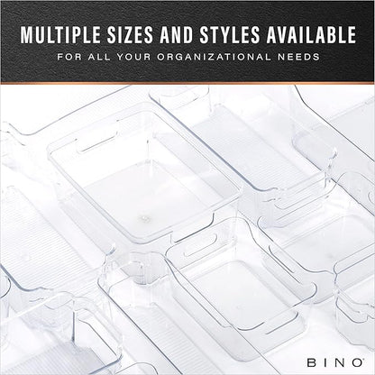 BINO | Plastic Storage Bins, X-Small - 5 Pack | THE LUCID COLLECTION | Multi-Use Built-In Handles BPA-Free Clear Storage Containers | Fridge Organizer | Pantry & Home Organization