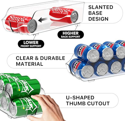 Simple Houseware Assorted Can Organizer for Refrigerator/Pantry, Set of 4, Clear