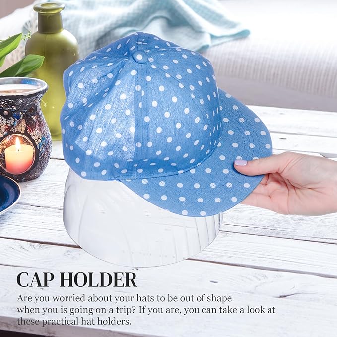SEWACC 10pcs Baseball Caps Inserts Shaper Plastic Hat Inner Support, Clear Display Holder Cap Inner Liner, 7.48 x 7.48 x 3.93 Inch