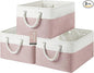Large Storage Baskets- 15.7x11.8x8.26 inch Storage Bins for Shelves and Closet Organizing, Foldable Fabric Bin for Home Organization Clothes and Laundry (3-Pack, White&Pink)