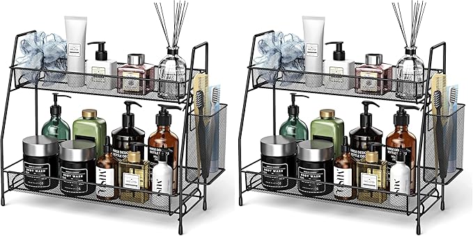 SPISPI Bathroom Organizer Countertop, Spice Rack Organizer for Cabinet,Bathroom Counter Organizer, Kitchen Countertop Organizer (Pack of 2)