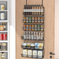 JKsmart 6-Tier Spice Rack Organizer with Door Hook, Wall Mounted & Over the Door Spice Racks for Kitchen Pantry Door Cabinet, Two Size, Large Capacity, Black