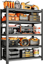 78''H Garage Shelving 5 Tier Wood Storage Shelves 2500 LBS Load Capacity Adjustabl Shelf Units 78" H*36" W*14" D Metal Shelving Suitable for Basement Warehouse Pantry,Black