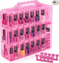 DreamGenius Nail Polish Organizer Case for 48 Bottles with 2 Nail Separators, Double Side Gel Nail Polish Holder with Adjustable Dividers, Pink