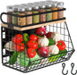 home Magnetic Shelf for Fridge with Wood Lid, Large Container Magnetic Spice Rack for Refrigerator,Fruit Potato and Onion Storage Bins, Pantry Organizers & Storage, Kitchen Counter, Cabinet