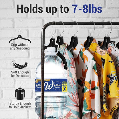 Victory Display Heavy Duty Plastic Black Hangers for Clothes | Slim Hangers with Swivel Hooks & Notched Shoulder for Closet | Durable, & Space-Saving for Clothing Storage Solution | 17inches | 25 Pack