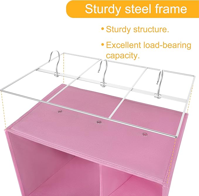 Closet Organizers and Storage Shelves, 15 Sections Hanging Shoe Closet Storage Organizer, Space-Saving Shoe Rack Holder Hanger, Pink