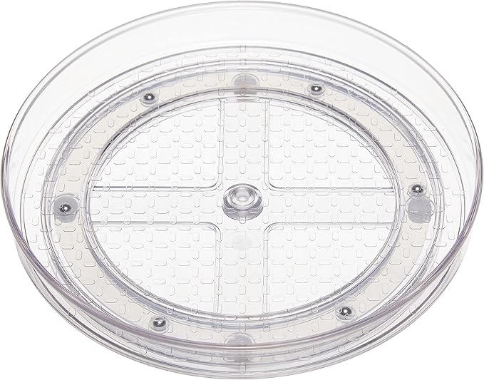 Amazon Basics Clear Rotating Lazy Susan Turntable Organizer for Condiments, 9-Inch, 2-Pack