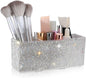 TEHAUX Bling Makeup Organizer for Vanity with 3 Compartments Rectangular Cosmetic Storage Box for Desk Makeup Brushes Lipsticks - Elegant Rhinestone Design 2.87 X 7.28 X 2.87 Inches