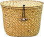 Seagrass Handmade Basket with Lid, Small Round Basket for Storage, Decorative Home Organizer Decor(7"L X 5"H, Natural)