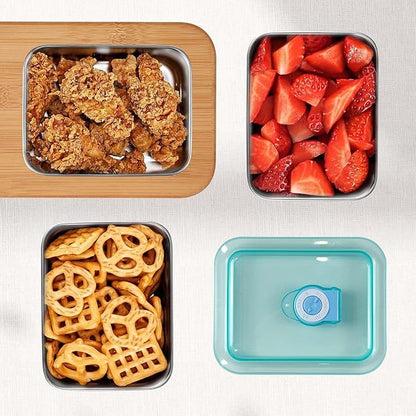 6pcs 304 Stainless Steel Food Containers with Lids, Stacking Snack Containers for Office and Home