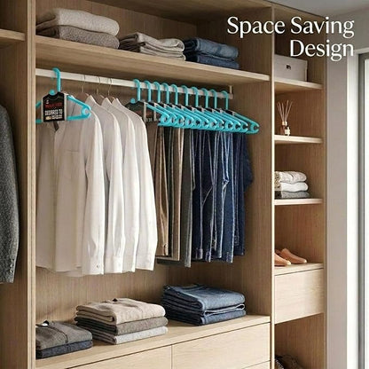Polypropylene Cloth Hanger Pack of 12 - Heavy Duty Plastic Hanger for Wardrobe, Space Saving Clothes Hanger for Closet, Anti-Slip Hanger Cloth Plastic, Mint Granite Green (12 Count)