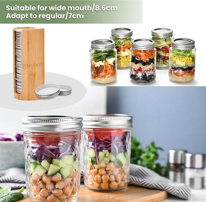 Mason Jar Lid Organizer (2pcs), Mason Jar Lid Storage Made of Bamboo,Fit Perfectly,Stackable Steady, Suitable for Mason Lids/Canning Lids/Bamboo Lids (RUGELAR SIZE)