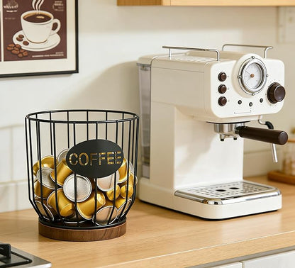 Coffee Pod Holders for Counter, K-Cup Holder, Metal Coffee Pod Basket, Espresso Pods Organizer, Coffee Station Accessories(Black Plating)