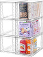 6Pack Stackable Kitchen Storage Organizer, Pantry Organizers and Storage, Clear Foods Organizer Bins with Handles, Easily Assemble for Bathroom, Kitchen, Pantry, Cabinet, Closet