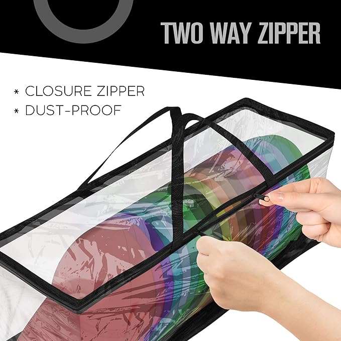 Houseables Baseball Cap Storage Bag, Hat Organizer Case, Cap Holder, Clear Plastic Tote, Black Handles, Moisture & Dust Proof, w/Zipper Closure, Holds up to 22 Hats, Dirt Protection, 23" x 6" x 8"