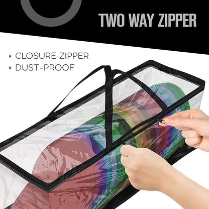 Houseables Baseball Cap Storage Bag, Hat Organizer Case, Cap Holder, Clear Plastic Tote, Black Handles, Moisture & Dust Proof, w/Zipper Closure, Holds up to 22 Hats, Dirt Protection, 23" x 6" x 8"