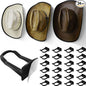 Modern JP Adhesive Cowboy Hat Hooks for Wall (24-Pack) – 3-Inch Wall Mount for Secure Hold, Wide Brim Hat Organizer, Western Room Decor – Black