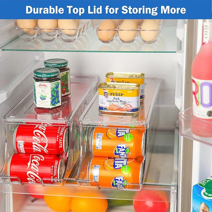 Puricon 2 Pack Soda Can Organizer Dispenser for Refrigerator Bundle with Corner Bathroom Counter Organizer(1 Pack Brown)