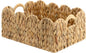 StorageWorks Scalloped Water Hyacinth Baskets, Hand-woven Rattan Baskets with Built-in Handles, Cute Baby Basket for Nursery, Basket for Organizing and Decor, 15"L x 11"W x 6¾"H