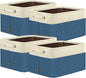 BALEINE 4 Pack Fabric Closet Storage Bins for Shelves, Linen Closet Organizers and Storage, Decorative Baskets for Organizing, Shelf, Clothes, Home, Office (Navy Blue, 14''x10''x8.5'')