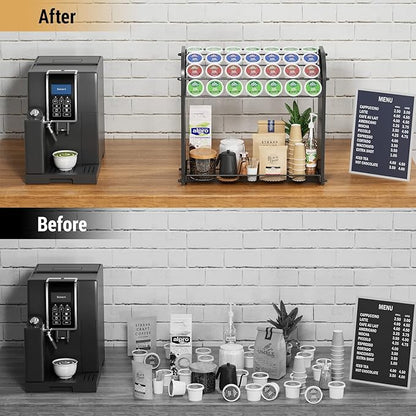 Lixple K Cup Pod Holder for Countertop – Pod Organizer & Coffee Bar Accessory for Home or Office, Easy to Assemble (Black)