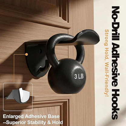 Adhesive Hat Hooks for Wall, 8 Pack, 2.9" Cowboy Hat Rack Prevents Deformation, Hat Hangers with Key Hook for Baseball Caps & Fedora, Drill or Stick, Western Decor Organizer, Black