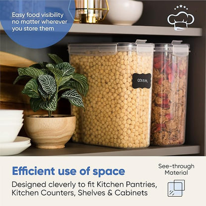 Set of Storage Box - Lunch Box, 8 Labels, Set of Spoons and Marker, Flour Box - BPA-Free Plastic Box (4 L) - Chef's Path (4)