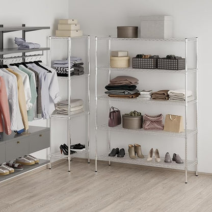 18" Deep x 54" Wide x 74" Height Wire Shelving Kit | 5-Tier | NSF Commercial Storage Rack Unit