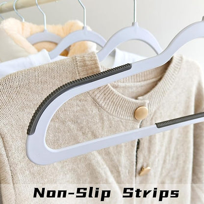 60 Pack Non Slip Hangers, Plastic Clothes Hangers 17.7 Inch - Space Saving Slim Hangers with 360° Swivel Hook for Adults, Anti-Slip Strips for Coat, Shirt, Pants (Gray, 60)