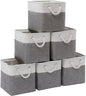 Cube Storage Bins, 6 Pack Collapsible Fabric Storage Cubes, 11 Inch Cube Organizer Bins with Handles (White/Gray)