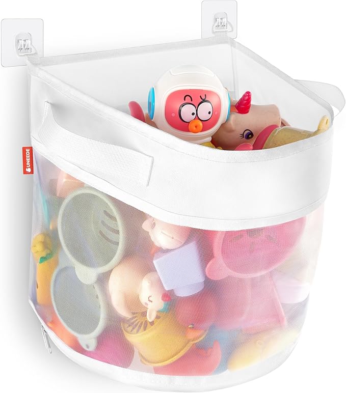 UNEEDE Bath Toy Organizer,4 Gallons Bathtub Toy Storage Organizer,Quick Access Bath Toy Holder For Bathtub,Baby Organizer,Quick Dry Baby For Tub,Mesh Shower Caddy