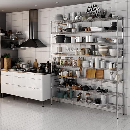 14" Deep x 72" Wide x 86" Height Wire Shelving Kit | 8-Tier | NSF Commercial Storage Rack Unit