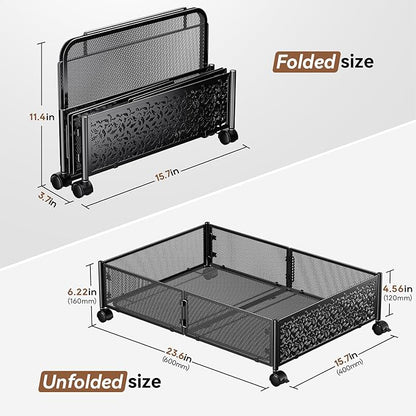 PHINOX Under Bed Storage, Under the Bed Storage Containers with Wheels, Under Bed Shoe Storage Organizer Drawer for Bedroom Clothes Shoes Blankets -4Pack
