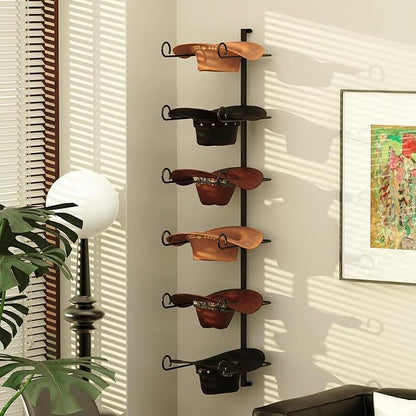 Alyoen Cowboy Hat Rack for Wall, Cowboy Hat Holder Wall Mount Holds Up to 6 Hats, Metal Hat Organizer Storage Hanger, Western Room Decor for Fedoras, Sun Hat