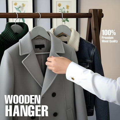 Utopia Home Premium Wooden Hangers 30 Pack - Durable & Slim Coat Hanger - Suit Hangers with 360-Degree Rotatable Hook - Wood Hangers with Shoulder Grooves (Grey)