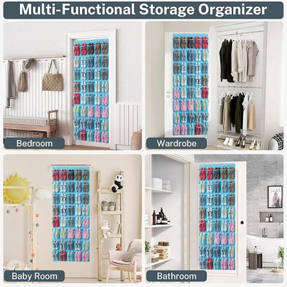 40-Pocket Over the Door Shoe Organizer - Large Mesh Pocket Hanging Shoe Organizer,Behind the Door Shoes Storage Holder Hanger