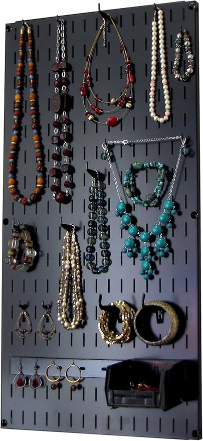 Wall Control Jewelry Organizer Wall Hanging Jewelry Holder Kit Wall Mounted Necklace Organizer Kit in Black