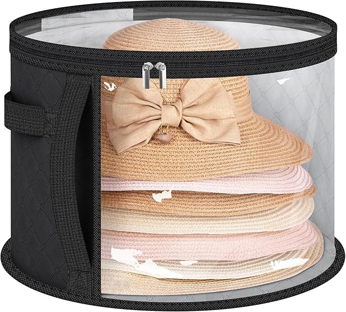 Large Capacity Hat Storage Bag for Women, Holds up to 7 Caps Cowboy Hat Organizer for Closet, Hat Storage Organizer for Travel (Black)