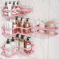 Youvip 4-Pack Adhesive Corner Shower Caddy with Soap Holder, No Drilling Wall Mounted Shower Shelves-Rustproof, Organizer for Bathroom, Kitchen & Home Decor. Pink