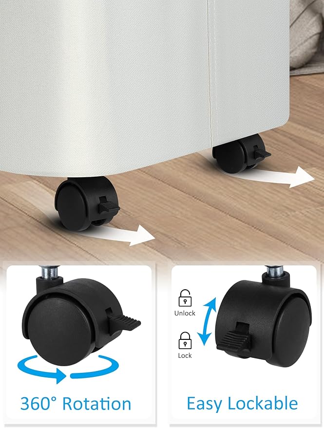 efluky Laundry Basket with Wheels, Tall Rolling Laundry Hamper with Lid and Removable Bag, Aesthetic Dirty Clothes Hamper on Wheels for Laundry Room, Bedroom, Dorm and Bathroom, 100L Black