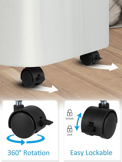 efluky Laundry Basket with Wheels, Tall Rolling Laundry Hamper with Lid and Removable Bag, Aesthetic Dirty Clothes Hamper on Wheels for Laundry Room, Bedroom, Dorm and Bathroom, 100L Black