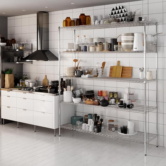21" Deep x 72" Wide x 86" Height Wire Shelving Kit | 5-Tier | NSF Commercial Storage Rack Unit