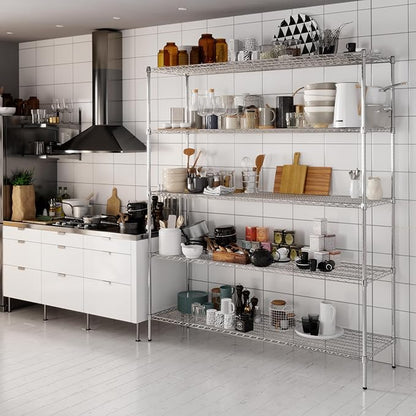 21" Deep x 72" Wide x 86" Height Wire Shelving Kit | 5-Tier | NSF Commercial Storage Rack Unit