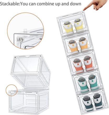HOMIDEC Shoe Storage, 8 Pack Shoe Organizer Clear Hard Plastic Shoe Box, Shoe Boxes Clear Plastic Stackable, Shoe Boxes with Lids for Size 13