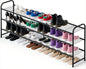 Ekisemio 3-Tier Long Metal Shoe Rack, Wide Stackable Shoe Organizer for Closet & Entryway, with Sturdy Wire Grid Storage Shelf for Bedroom, Black