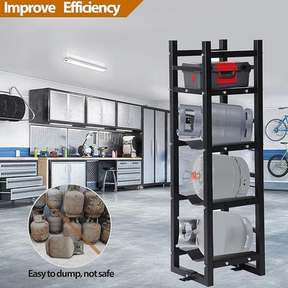 Refrigerant Tank Rack w/ 3x30lb and Storage Plate, Stable Refrigerant Cylinder tank rack, Cylinder Rack Sufficient Storage for Freon, Gases, Oxygen, Nitrogen, Acetylene