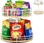 Snack Organizer with Adjustable Height and 360°Rotation, 2 Tier Lazy Susan Snack Storage Holder for Countertop Office Home Breakroom, White