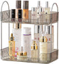 shuang qing 2 Tier Bathroom Counter Organizer Countertop Storage, Cosmetics Skincare Shelf Organizer, Makeup Organizer Perfume for Dresser Vanity Tray, Spice Rack Organizer for Kitchen (Grey)